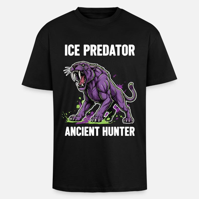 Smilodon Predator Ancient Hunter - Unisex Oversized Heavyweight T-shirt - black