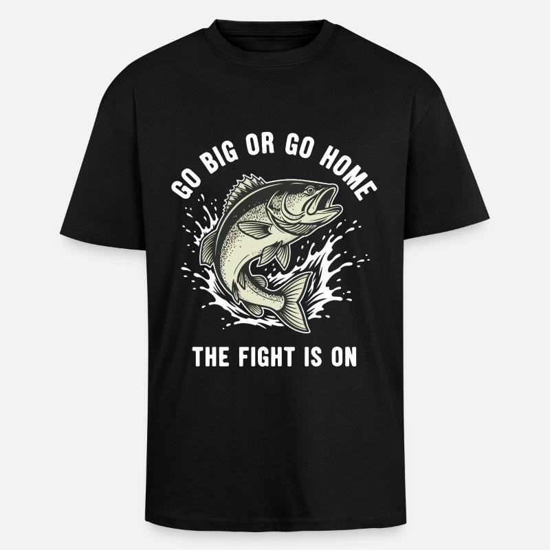 Angelfluss bekämpft große Fische - Oversized Heavyweight Unisex T-Shirt - Schwarz