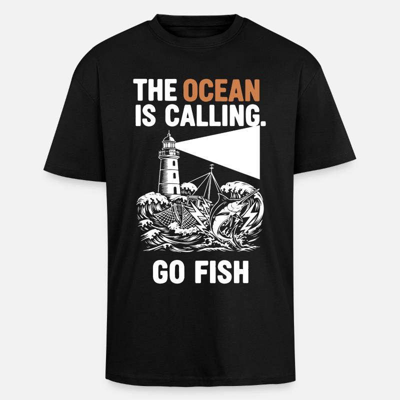 Pêche Mer Ocean Go Fish - Unisex Oversized Heavyweight T-shirt - black