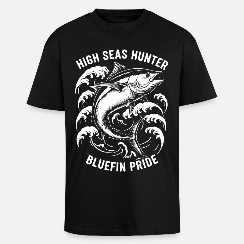 Seefischer Thunfisch-Blauflossenjäger - Oversized Heavyweight Unisex T-Shirt - Schwarz