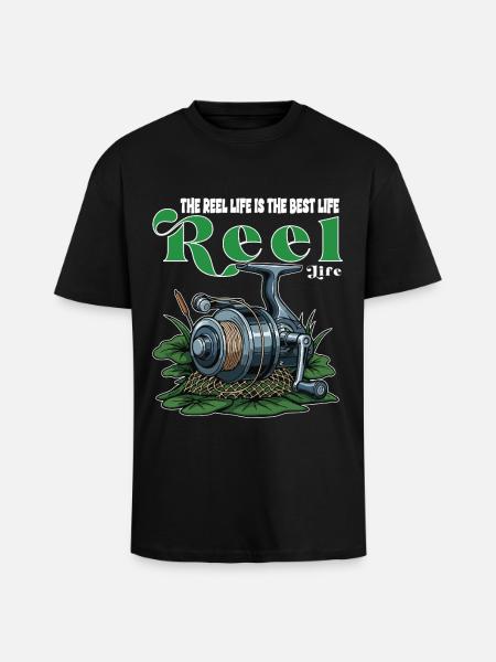 Angelrollen-Humor-Campingzitat - Oversized Heavyweight Unisex T-Shirt - Schwarz