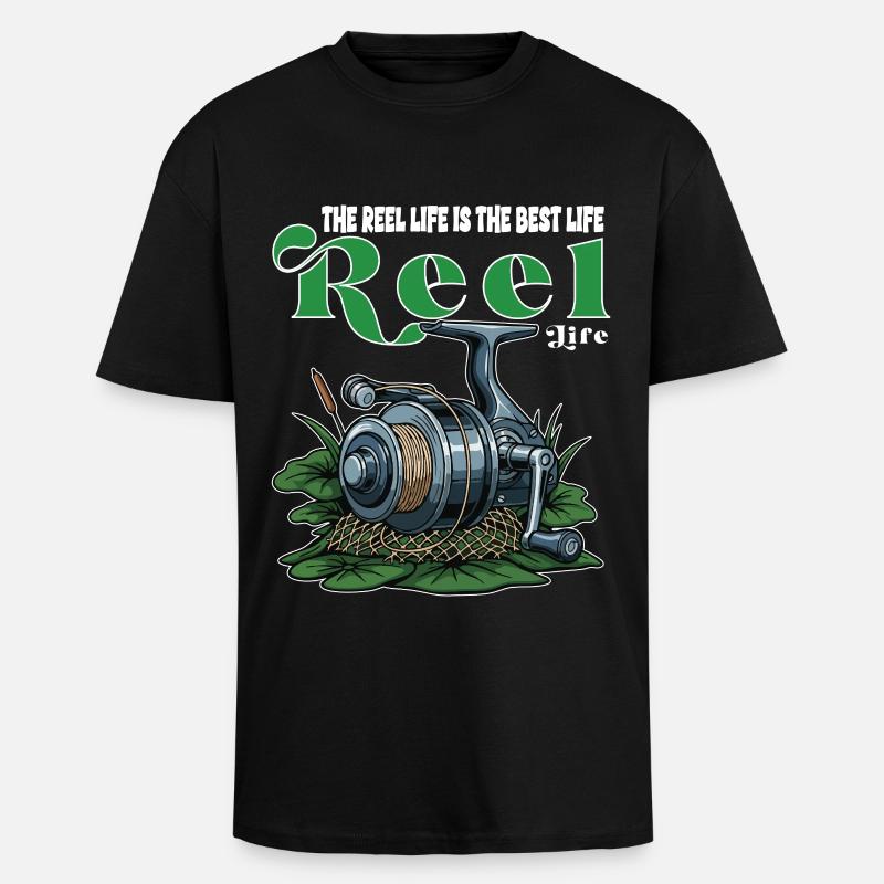 Angelrollen-Humor-Campingzitat - Oversized Heavyweight Unisex T-Shirt - Schwarz