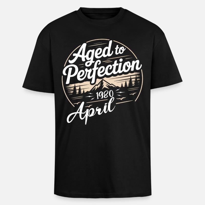 Avril 1980 Anniversaire avril 1980 - T-shirt unisexe oversize épais - noir