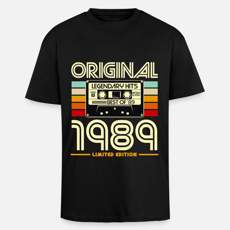 1989 Cassette Retro Édition Limitée - T-shirt unisexe oversize épais - noir