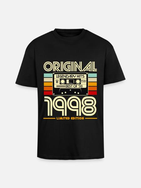 Original 1998 Retro Cassette - Unisex Oversized Heavyweight T-shirt - black