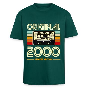 Cassette Original 2000 Retro Hits - T-shirt unisexe oversize épais - hunter green - Devant - Alina (178cm) & Michal (187cm)
