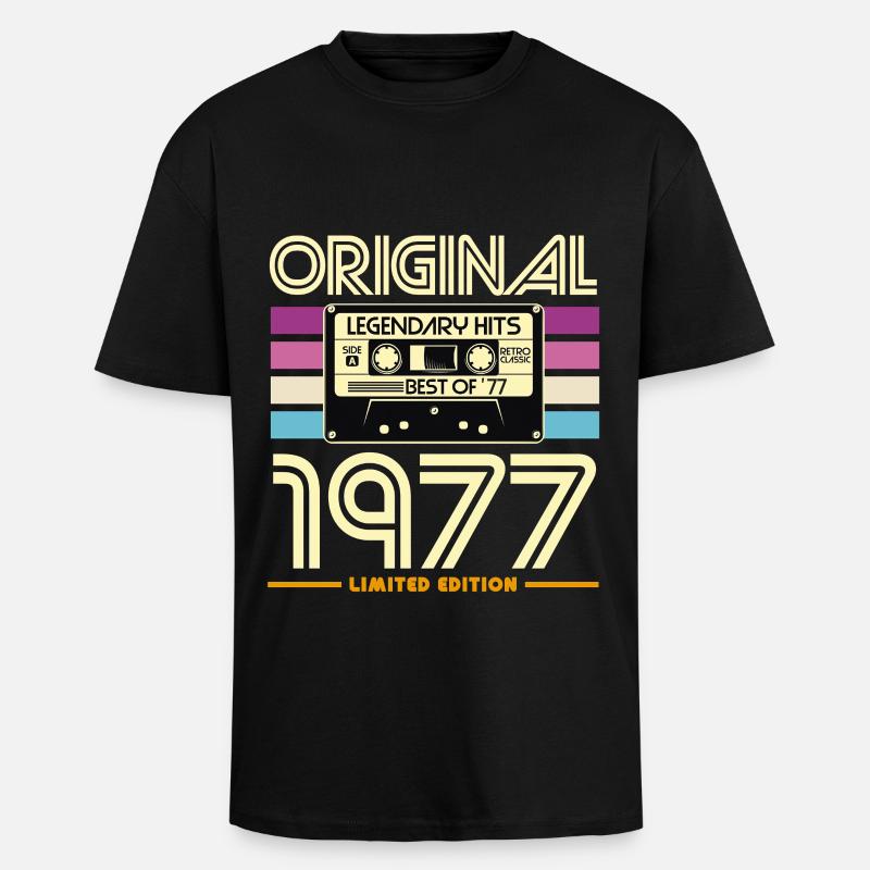Original 1977 Retro Cassette - Unisex Oversized Heavyweight T-shirt - black