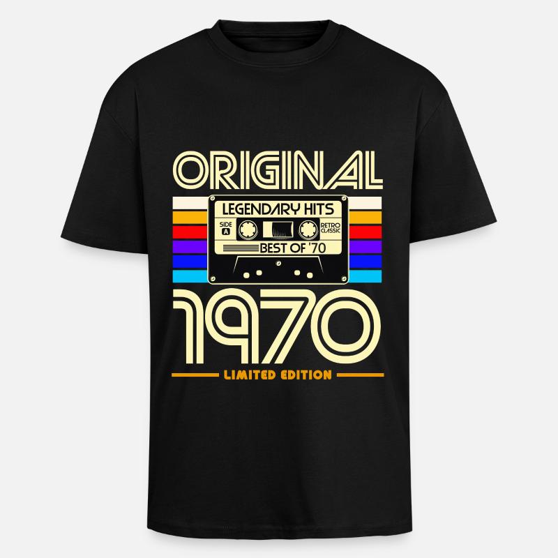 Original 1970's Cassette Retro Edition - Unisex Oversized Heavyweight T-shirt - black