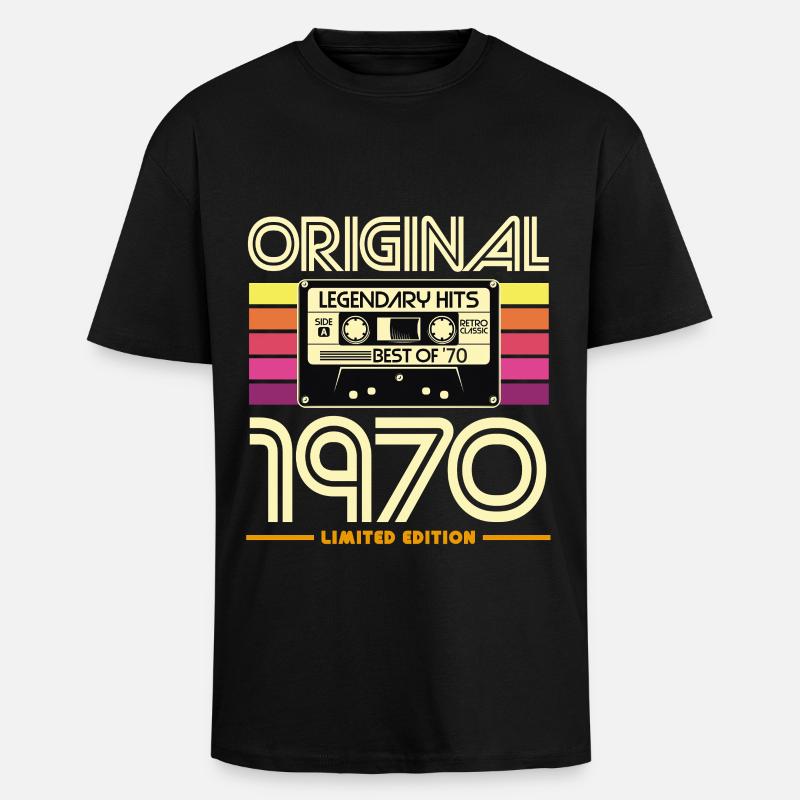 Original 1970 Retro Hits Cassette - Unisex Oversized Heavyweight T-shirt - black