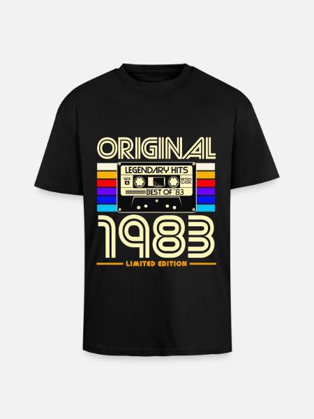 Original 1983 Retro Cassette - Unisex Oversized Heavyweight T-shirt - black