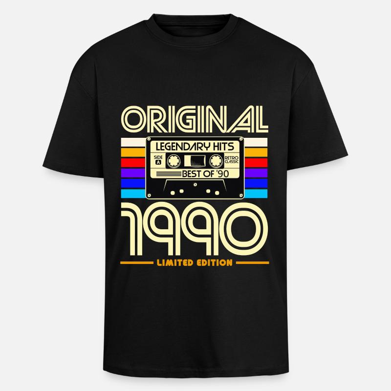 Retro 1990 Cassette Legends - Unisex Oversized Heavyweight T-shirt - black
