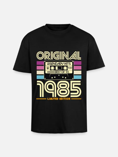 Original 1985 Cassette Retro Tee - Unisex Oversized Heavyweight T-shirt - black