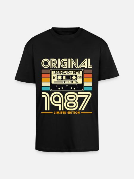 Original 1987 Hits Cassette Rétro - T-shirt unisexe oversize épais - noir