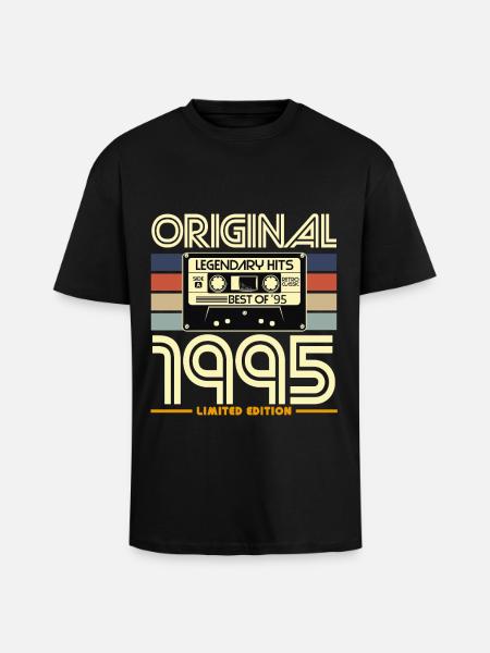 1995 Original Retro-Kassette - Oversized Heavyweight Unisex T-Shirt - Schwarz