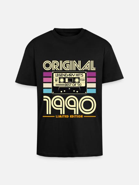 Original Hits 90s Cassette - Unisex Oversized Heavyweight T-shirt - black
