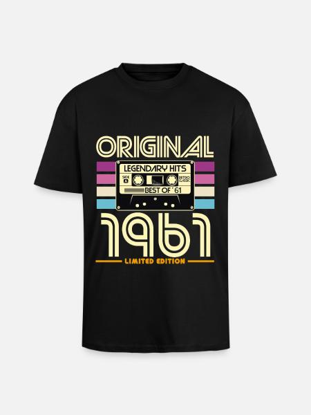 Original 1961 Cassette Retro Edition - Unisex Oversized Heavyweight T-shirt - black