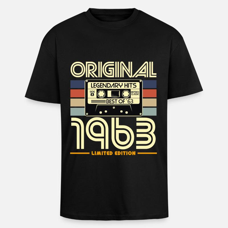Original 1963 Retro Cassette - Unisex Oversized Heavyweight T-shirt - black