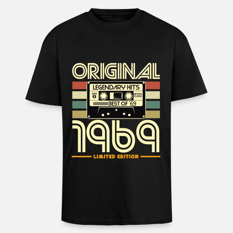 Original 1969 Retro Cassette - Unisex Oversized Heavyweight T-shirt - black