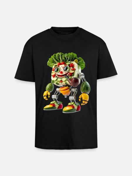 Vegetable Fruit Robot - Unisex Oversized Heavyweight T-shirt - black