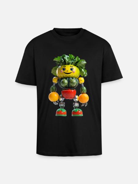Fruit Robo Veggie Buddy - Unisex Oversized Heavyweight T-shirt - black