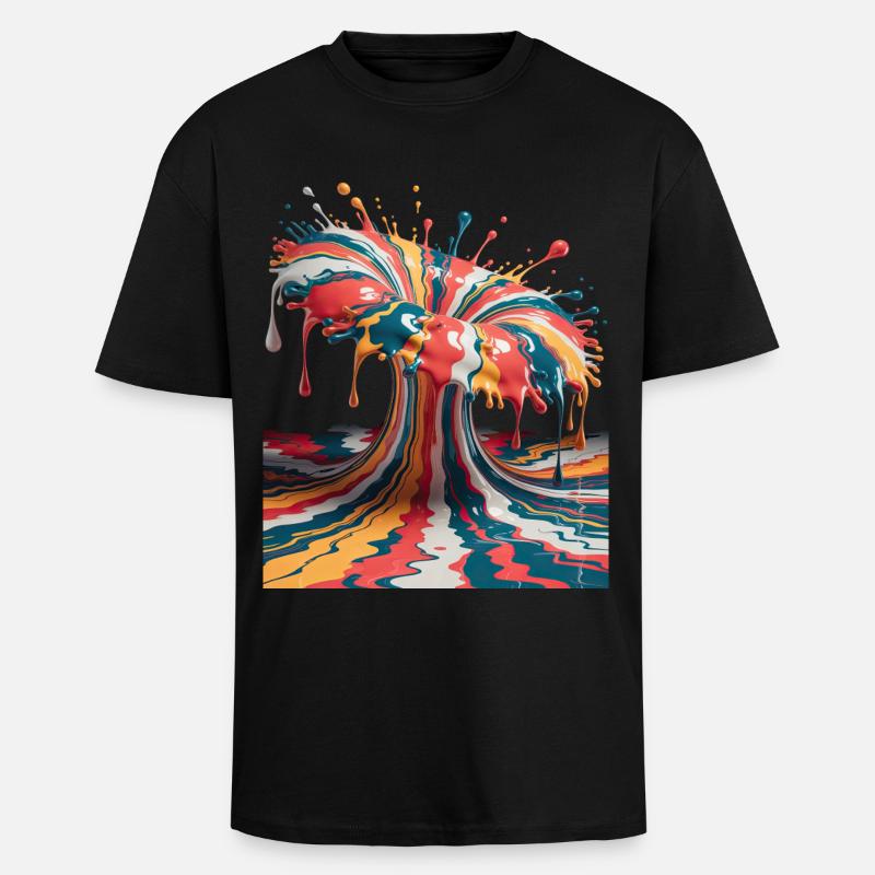 Regenbogen-Farbexplosion - Oversized Heavyweight Unisex T-Shirt - Schwarz
