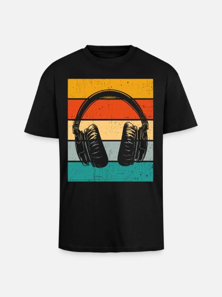 Headphones Retro - Unisex Oversized Heavyweight T-shirt - black