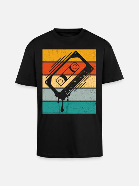Dripping Cassette Tape Retro - Unisex Oversized Heavyweight T-shirt - black