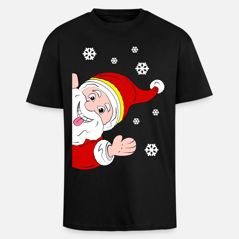 Froher Weihnachtsmann Schneegruß - Oversized Heavyweight Unisex T-Shirt - Schwarz
