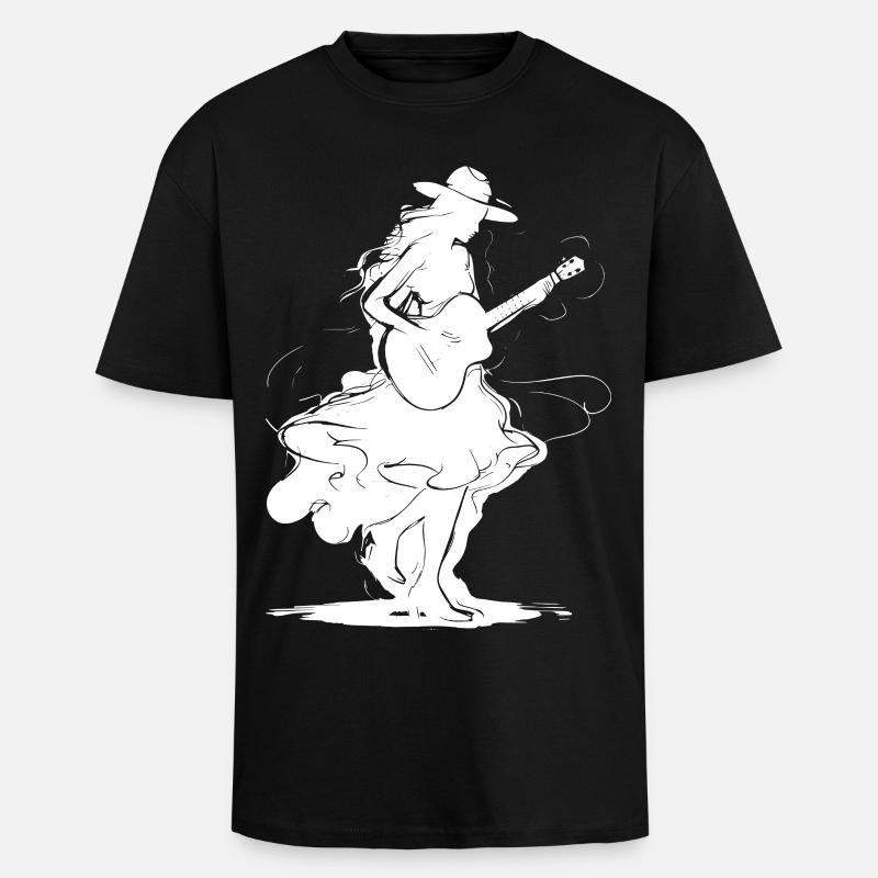 Gitarrenmädchen - Oversized Heavyweight Unisex T-Shirt - Schwarz