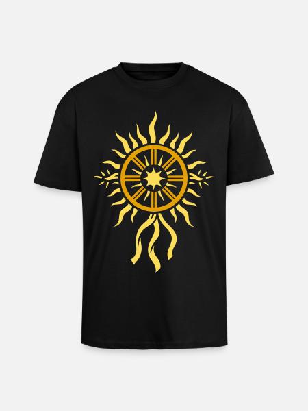 Sonnenrad Symbol - Mittsommer Feuerrad - Oversized Heavyweight Unisex T-Shirt - Schwarz