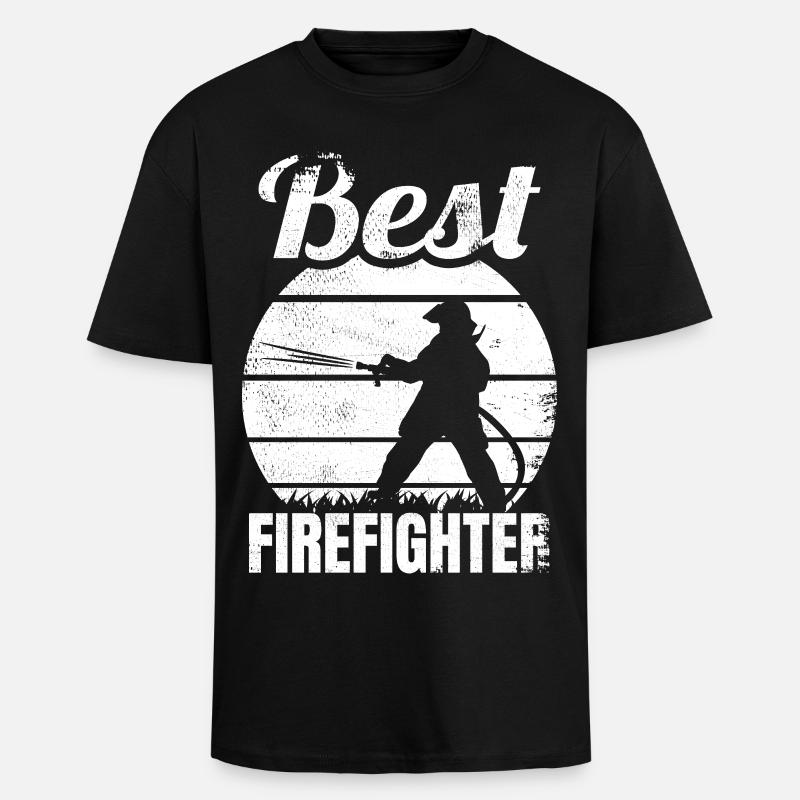 Bester Feuerwehrmann - Oversized Heavyweight Unisex T-Shirt - Schwarz