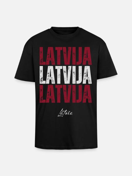 Drapeau de Lettonie, patriote letton - T-shirt unisexe oversize épais - noir