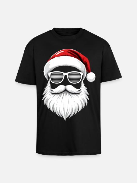Weihnachtsmann Mit Sonnenbrille Santa Style - Oversized Heavyweight Unisex T-Shirt - Schwarz