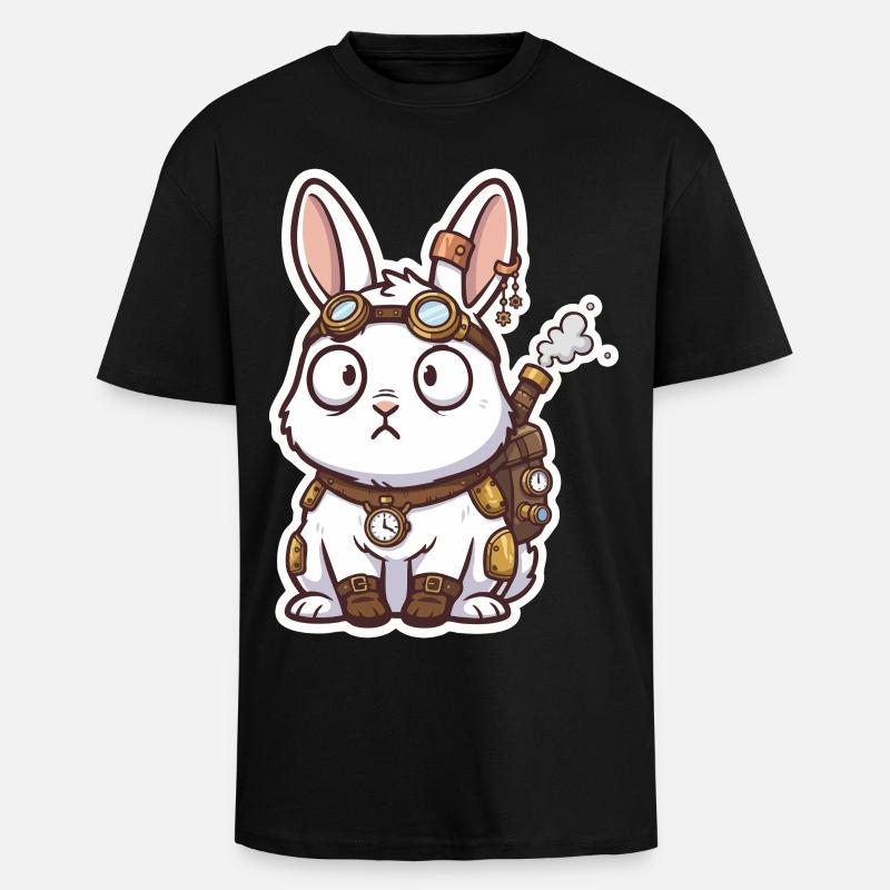 Lapin Steampunk Messager Sac-à-Dos Vapeur - T-shirt unisexe oversize épais - noir