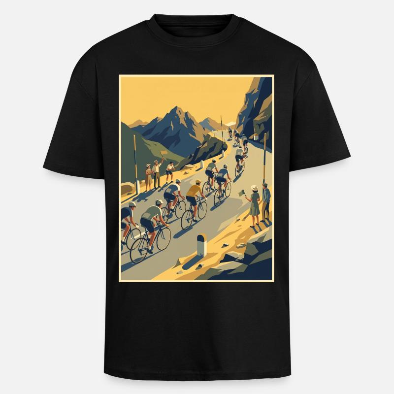 Bergaufstieg – Radfahrer-Erinnerung - Oversized Heavyweight Unisex T-Shirt - Schwarz