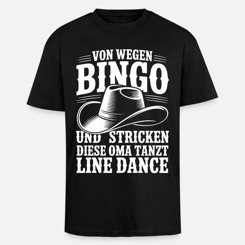 Oma Line Dance - Oversized Heavyweight Unisex T-Shirt - Schwarz