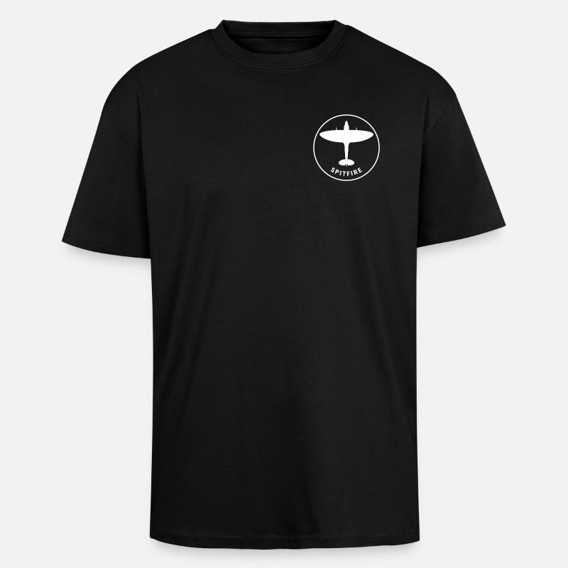 Spitfire-Jagdflugzeug - Oversized Heavyweight Unisex T-Shirt - Schwarz