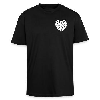Big Bro - Oversized Heavyweight Unisex T-Shirt - Schwarz - Vorne - Alina (178cm) & Michal (187cm)