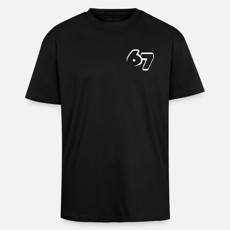 67 « six sept » tirés - T-shirt unisexe oversize épais - noir