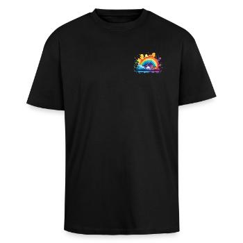 Dein Regenbogen - Oversized Heavyweight Unisex T-Shirt - Schwarz - Vorne - Alina (178cm) & Michal (187cm)