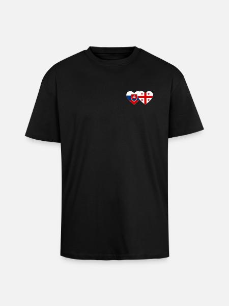 Slovakia Georgia Flag Heart - Unisex Oversized Heavyweight T-shirt - black