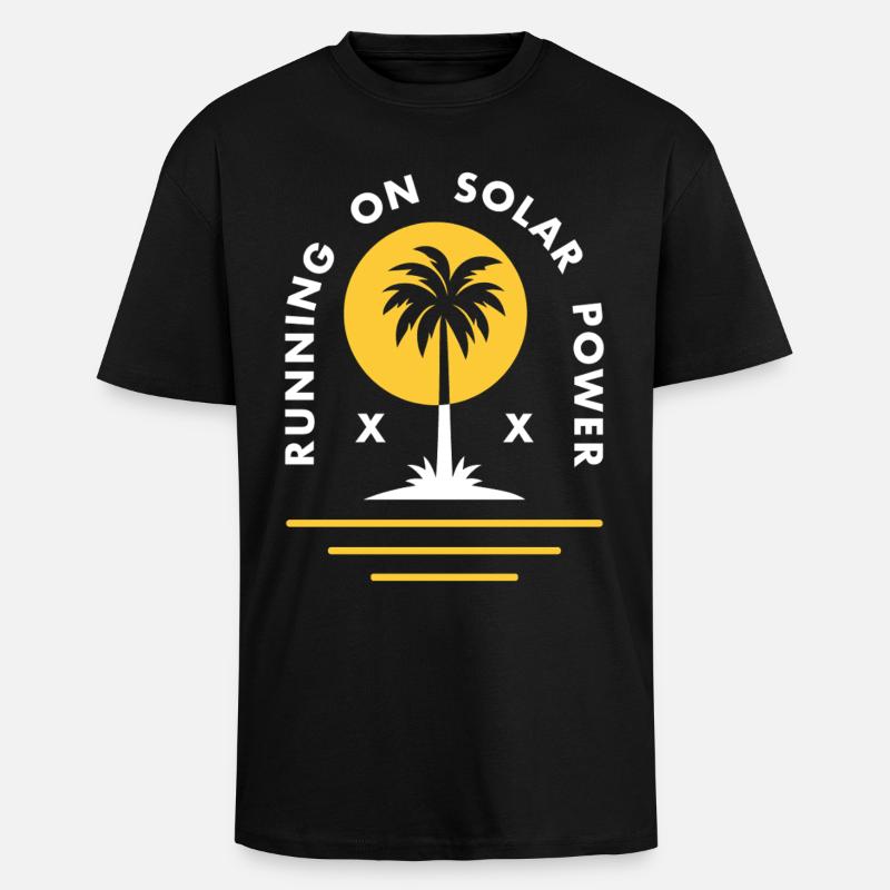 Running on Solar Power - Unisex Oversized Heavyweight T-shirt - black
