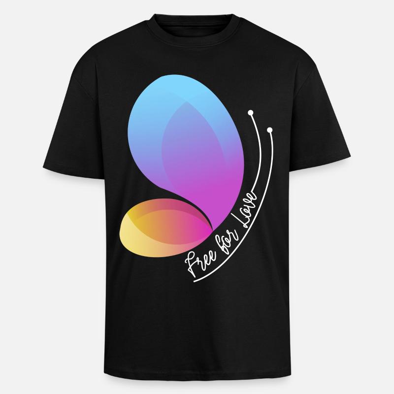 Frei durch Liebe Gradient Schmetterling - Oversized Heavyweight Unisex T-Shirt - Schwarz