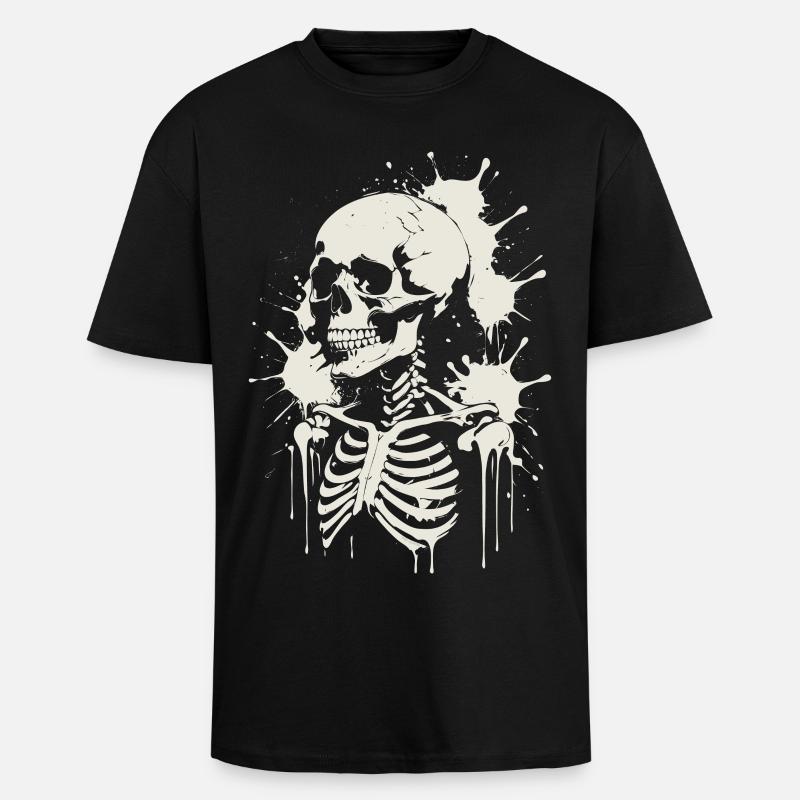 Schädel Skelett Schädel & Malerei - Oversized Heavyweight Unisex T-Shirt - Schwarz