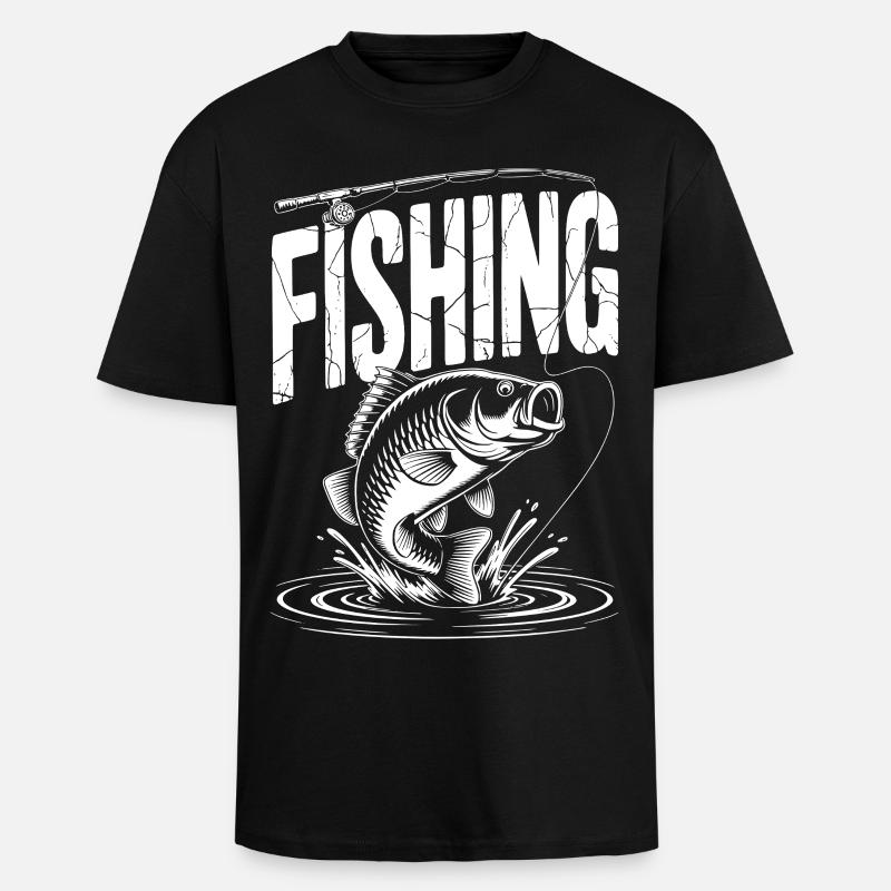 Fischen Karpfen  - Oversized Heavyweight Unisex T-Shirt - Schwarz