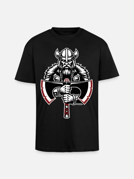 Wikinger-Schild-Runen Keltische Knoten-Maskottchen - Oversized Heavyweight Unisex T-Shirt - Schwarz