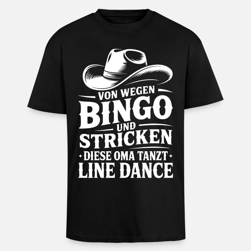 Oma Line Dance - Oversized Heavyweight Unisex T-Shirt - Schwarz