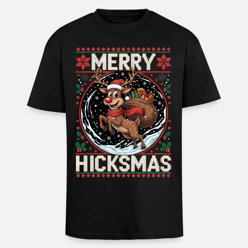 Renne de Noël Rudolph - Noël - T-shirt unisexe oversize épais - noir