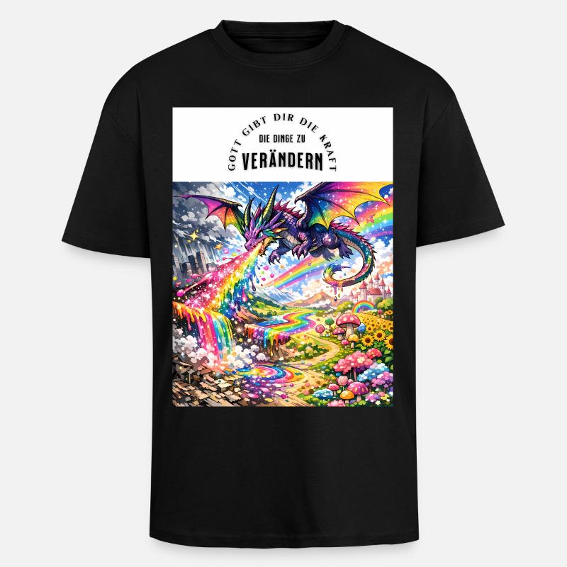 Scooping Dragons - Unisex Oversized Heavyweight T-shirt - black