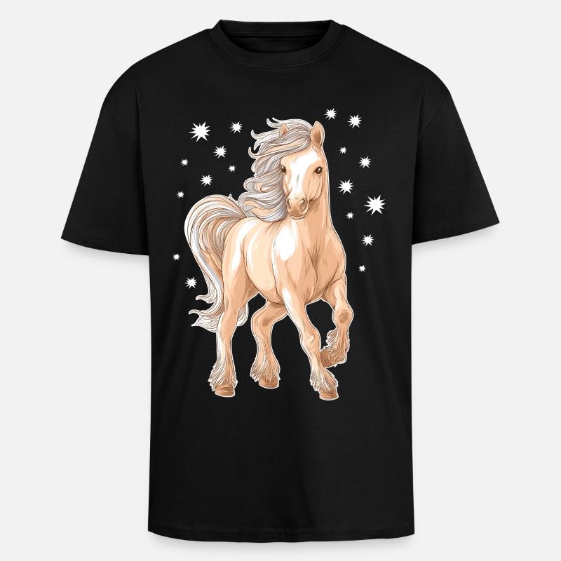 Pferd Pony - Oversized Heavyweight Unisex T-Shirt - Schwarz